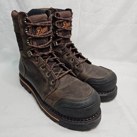 DANNER Trakwelt 8" Waterproof Leather Safety Boots Brown 13243 Men's Size 9D EUC - Picture 1 of 14